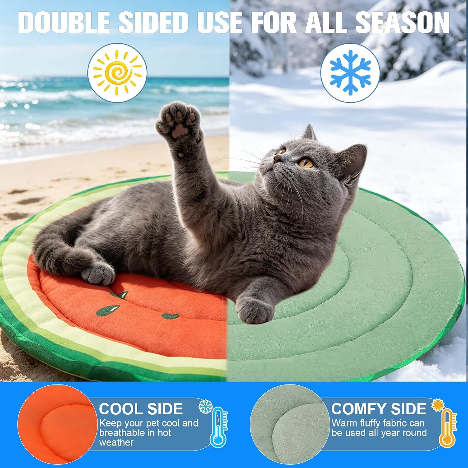Dog Cooling Mat, Double-Sided Cooling Pad for Cats Dog Kitten,24" Thick & Durable Portable Pet Bed for Summer,Washable Cooling & Warm Blanket for Indoor,Outdoor,Watermelon (Red)